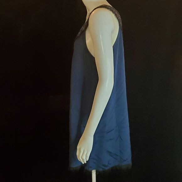 Alice & Olivia Blue Sequined Neck Sleeveless Dress (M) - Picture 3 of 5